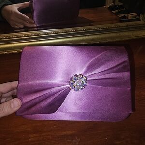 Elegant Purple Clutch with Crystal Accent